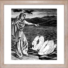 The Princess and the Swans black & white - Unsigned - Ready Framed